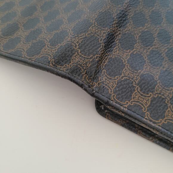 Celine Vintage Envelope Leather Large Wallet Macadam Black Brown Long - Picture 13 of 15